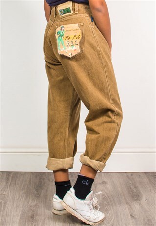 VINTAGE 90'S BROWN DENIM HIGH WAIST MOM JEANS