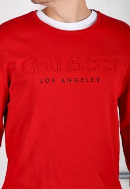 Vintage Guess Sweatshirt in Red Pullover Jumper Large
