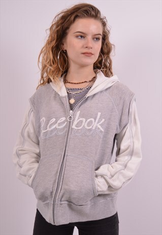 VINTAGE REEBOK HOODIE SWEATER SLEEVELESS GREY