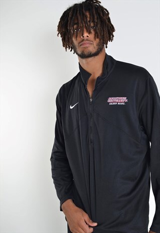 VINTAGE NIKE 1/4 ZIP SWEATSHIRT JUMPER BLACK