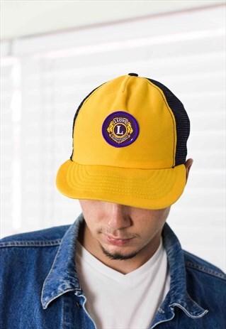 VINTAGE LION INTERNATIONAL TRUCKER HAT CAP LOGO 90S 1.7