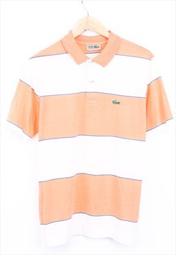 Vintage Lacoste Polo Shirt Orange White With Chest Logo 90s 