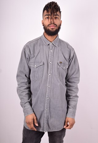 LEE MENS VINTAGE DENIM SHIRT XL GREY 90'S