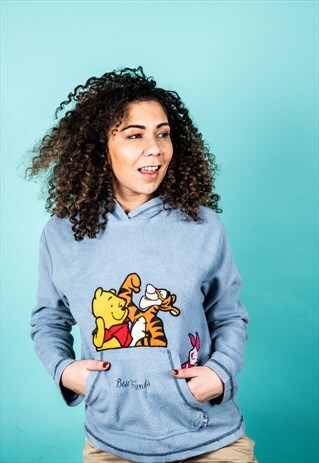 VINTAGE DISNEY WINNIE THE POOH FLEECE JACKET IN BLUE