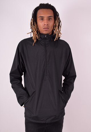 NIKE MENS VINTAGE PULLOVER JACKET MEDIUM BLACK 90S