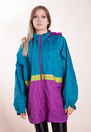 VINTAGE NYLON, COLORBLOCK WINDBREAKER FROM THE 90S