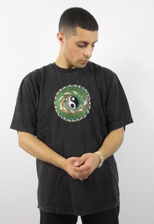 VINTAGE YING YANG PATTERNED T-SHIRT