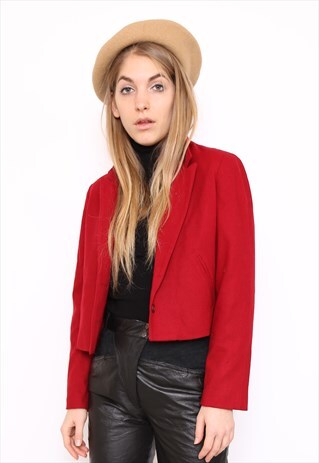 VINTAGE 80S RED WOOL BLAZER
