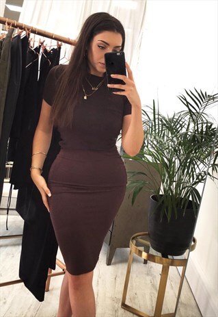 BOURNE MIDI DRESS IN BROWN