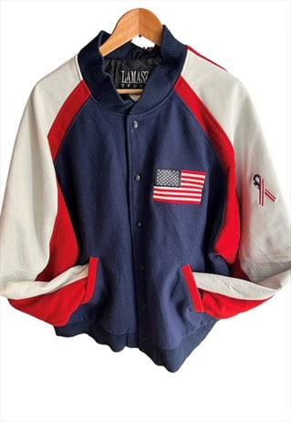 AMERICAN EMBROIDERED DETAIL CANADIAN VINTAGE VARSITY JACKET 