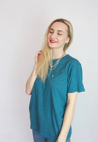 VINTAGE 90S LEVI'S BLUE TURQUOISE LOGO T-SHIRT UNISEX