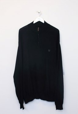 Vintage Chaps knitted quarter zip in black. Best fits XXL