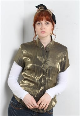 Vintage Y2K Chinese Style Shirt Gold