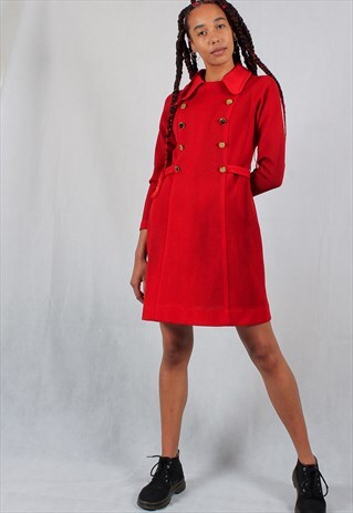 VINTAGE 60'S RED FITTED SWING DRESS