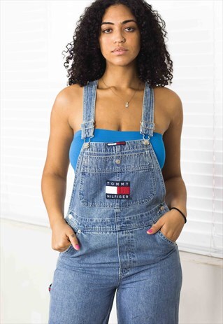 VINTAGE TOMMY HILFIGER OVERALL DUNGAREES DENIM LOGO S 29.1