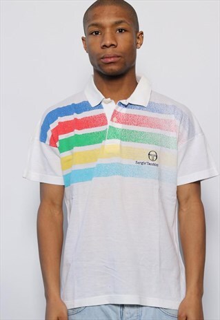 VINTAGE SERGIO TACCHINI T-SHIRT POLO LOGO WHITE