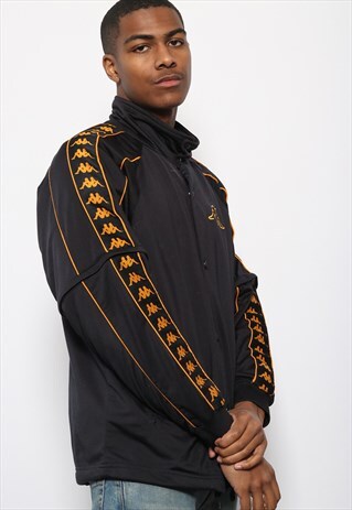 VINTAGE KAPPA TAPE LOGO TRACK TOP JACKET BLACK