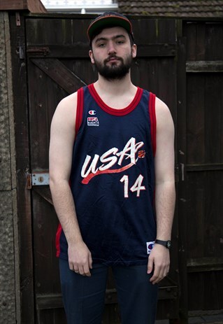VINTAGE CHAMPION USA BASKETBALL JERSEY