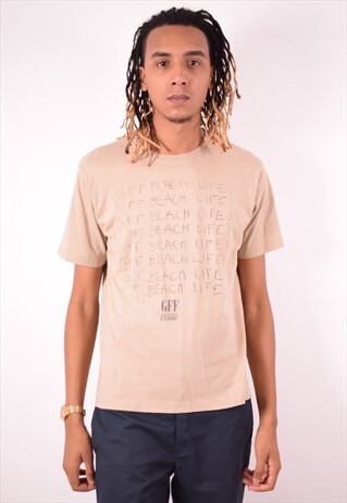 GIANFRANCO FERRE MENS VINTAGE T-SHIRT TOP MEDIUM BEIGE 90S