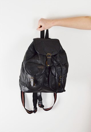 BLACK LEATHER RUCKSACK / BACKPACK BAG