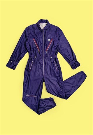 VINTAGE 80'S KING ONE SAFTEYWEAR BOILERSUIT OVERALLS PURPLE