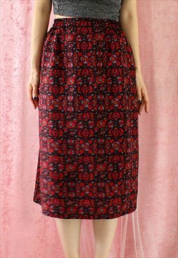 Vintage Skirt Red Wool  S B113