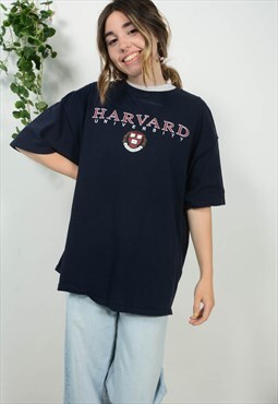 Vintage 90s Champion T-shirt Harvard Uni Print 