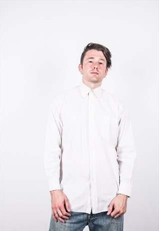 VINTAGE 1990S LANVIN WHITE STRIPED SHIRT