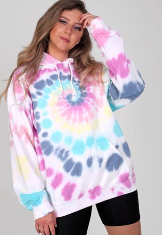 OVERSIZED HOODIE IN MULTICOLOURED RAINBOW TIE DYE