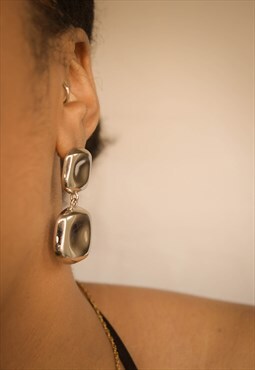 Silver Double Drop Dangle Earrings