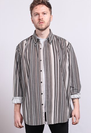 VINTAGE CORDUROY CORD STRIPED SHIRT