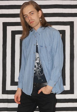 VINTAGE 90'S JAEGER BLUE DENIM SHIRT