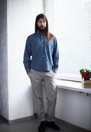 VINTAGE 80'S BLUE CHECKED SHIRT