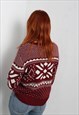 VINTAGE ABSTRACT JAZZY CRAZY PATTERNED JUMPER MAROON