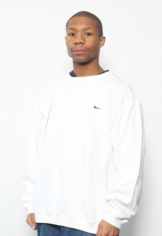VINTAGE NIKE SWOOSH LOGO SWEATSHIRT WHITE