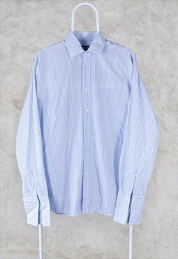DKNY Light Blue Striped Dress Shirt Men's 15 1/2 Medium