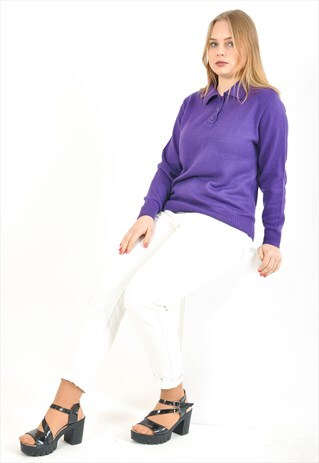 VINTAGE 80'S POLO JUMPER IN PURPLE