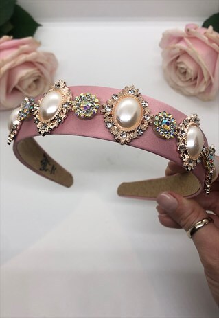 CECESCROWNS PINK EMBELLISHED HEADBAND