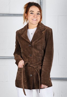 Vintage New Look Leather Blazer in Brown Y2K Jacket UK 10