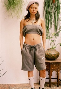 Reworked Nike grey tracksuit bandeau shorts two piece