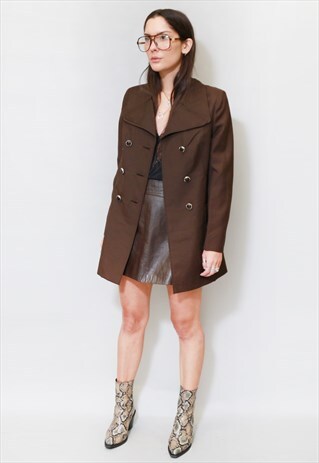 VINTAGE 1970'S CLASSIC BROWN WOOL BLEND COAT