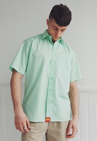OVERSIZED SHORT SLEEVE UNIFORM SHIRT MINT GREEN