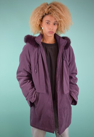 VINTAGE 90'S FAUX FUR TRIM PADDED PARKA