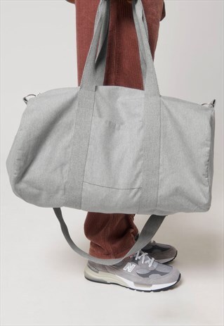 54 FLORAL SHOULDER BARREL HOLDALL GYM BAG - SILVER/GREY