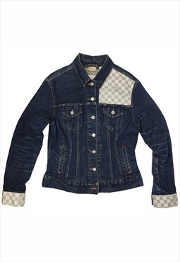 Vintage Denim jacket Reworked with Louis Vuitton Fabric