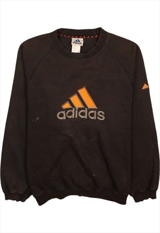 Vintage 90's Adidas Sweatshirt Spellout Crew Neck Black