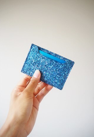 SPARKLY BLUE RAINBOW CARD CASE