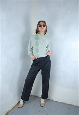 Vintage 80's retro suit casual baggy glam trousers dark grey