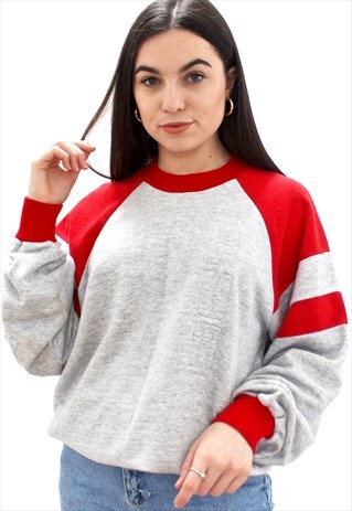 90'S RETRO GREY & RED SWEATSHIRT