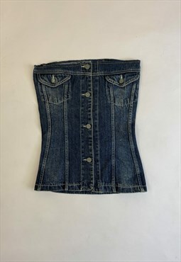 y2k reworked denim bandeau top